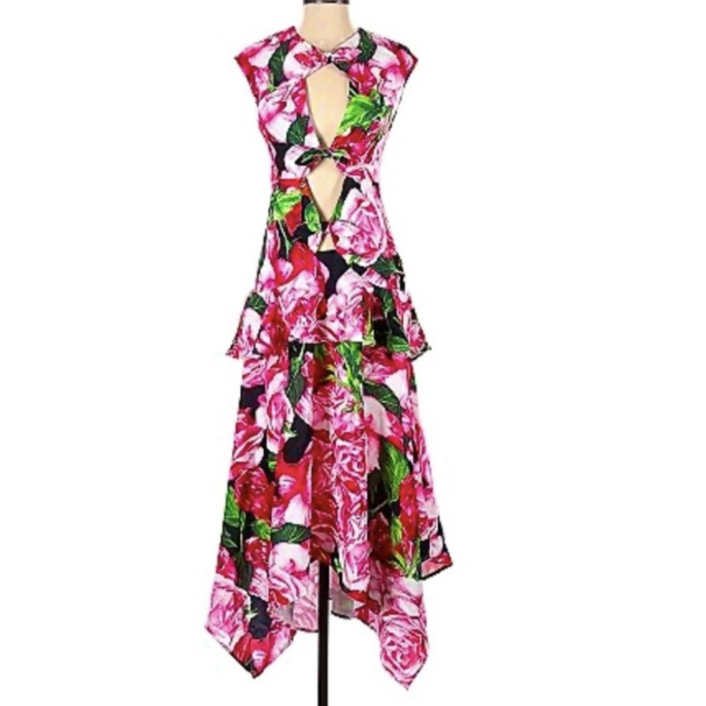 L'atiste Floral Cutout Bow Mermaid Dress